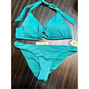 Bar III NWT size M green bikini swim set